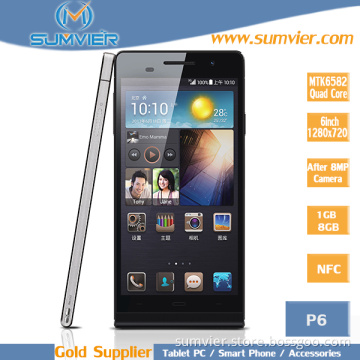 6 Inch Smartphone P6 with Quad Core Mtk6582 CPU